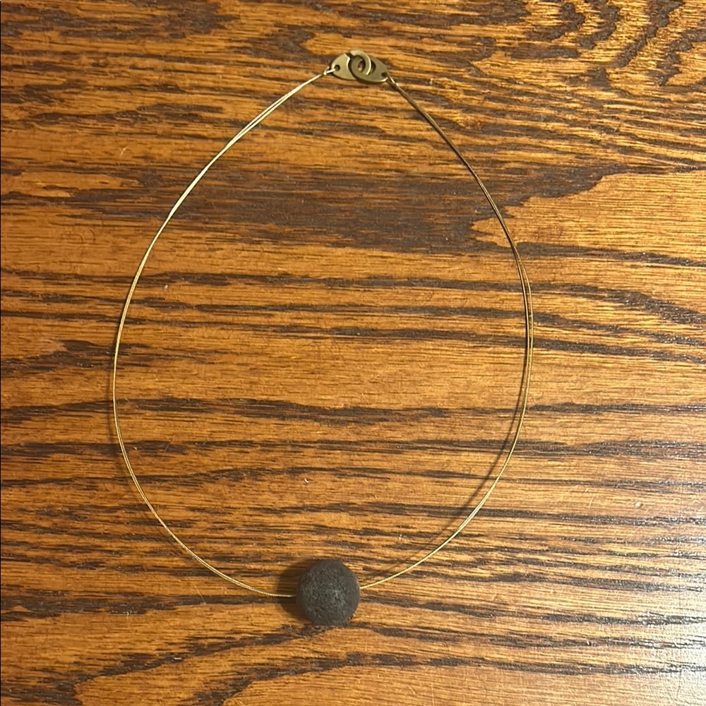 Lava stone Necklace on gold two-ply cable wire chain